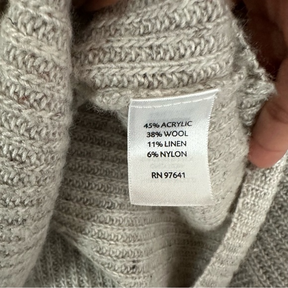 J Jill Pure Jill Womens Sz M Gray Boxy Wool Linen Blend Ribbed Knit Sweater. - Picture 8 of 8